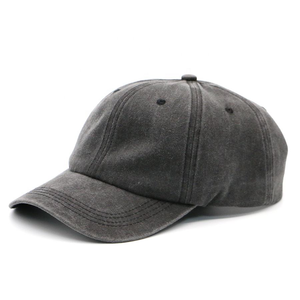 Casquette de baseball vintage en coton à 6 panneaux, couleur unie, de haute qualité, réglable, effet vieilli, style Dad Hat, avec logo brodé, délavée - Product Image 1