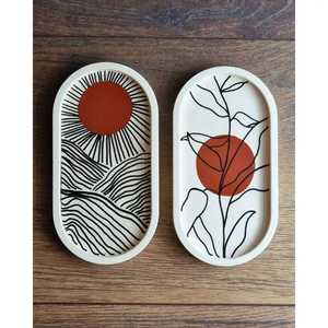 Decorative <b>Epoxy</b> Resin Serving Storage Tea <b>Coffee</b> Tray Vanity Organizer Chic Jewelry Display Dish for Bathroom Bedroom Decor - Product Image 2