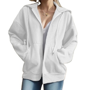 Mode femmes solide à manches longues sweats à capuche fermeture éclair ample surdimensionné sweats pulls décontractés saison d'hiver XS tricoté à capuche - Product Image 6