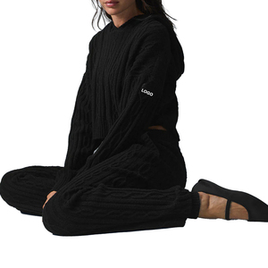 Sudadera con capucha de punto trenzado personalizada de alta demanda para mujer, jersey cálido de invierno, ropa de descanso extragrande, proveedor de prendas de punto con etiqueta privada OEM - Product Image 5