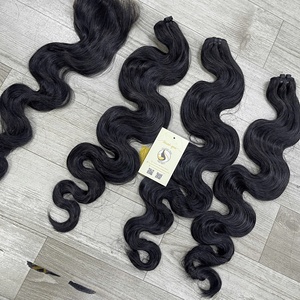 Wholesale <b>Bleached</b> Knots Raw Vietnamese Human Hair Natural Body Wave Bundles Double Drawn Machine Weft Extensions - Product Image 5