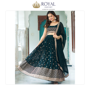 La Mejor Colección de Ropa India para Bodas con Diseños Únicos: Lehenga Choli Tradicional de Faux Georgette en Venta - Product Image 5