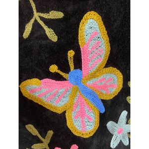 Chaqueta de Algodón de Punto con Terciopelo Bordado a Mano para Mujer, Cuello Mandarín, Manga Larga, Estampado Floral, Frente Abierto, Estilo Prairie, Invierno/Primavera - Product Image 5