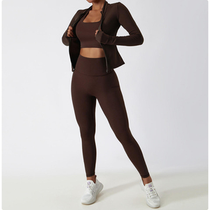 Custom Sportswear New Spandex High Waist Yoga Wear <b>Womens</b> Gym <b>Jacket</b> Seamless Long Sleeve Activewear Set - Product Image 5
