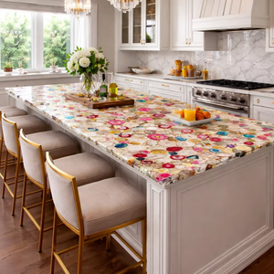 Encimera de Ágata de Piedra Semipreciosa de Lujo, Encimera de Cristal Natural para Isla de Cocina, Encimera de Piedra Preciosa de Color Personalizado - Product Image 1