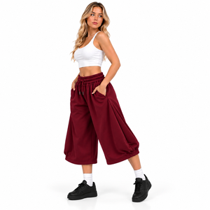 Wholesale Women Baggy Sweat <b>Shorts</b> Viral Streetwear Wide Leg Sweatpants <b>Shorts</b> Loose Fit Solid Color Modern Womens <b>Culottes</b> - Product Image 3
