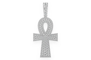 Collar de Lujo Hip Hop con Colgante Cruz Ankh Iced Out, Acabado en Oro Blanco, Moissanita VVS, Símbolo Egipcio, Joyería para Hombre - Product Image 3