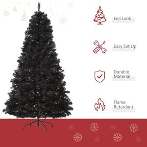 Albero di Natale Artificiale Pieghevole di Alta Qualità, Nero, 2,13 m, Apertura Automatica, Stile Halloween per Decorazioni Interne - Product Image 4