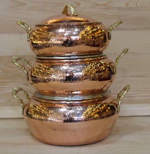 Olla de Cobre Hecha a Mano con Diseño Vintage, Utensilios de Cocina de Metal Duradero, Acabado Martillado, Forma Redonda con Tapa - Product Image 2