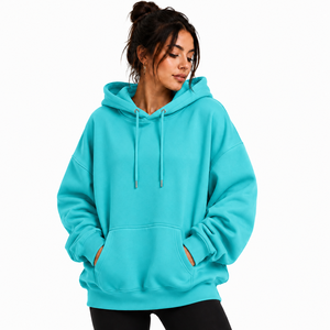 Hoodie surdimensionné personnalisé en coton avec impression en relief, style streetwear, coupe décontractée, broderie unie pour hommes et femmes - Product Image 3