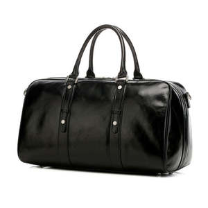 MAKUM Bolsa de Viaje/Deportiva de Cuero Genuino Negro, Unisex, Correa de Hombro Ajustable, Decoración con Cadenas y Cremallera, Impermeable, Ecológica - Product Image 1