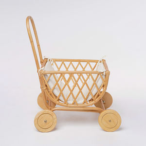 Cochecito de mimbre Natural para niñas, carrito de mimbre para muñecas, juguetes para bebés - Product Image 6