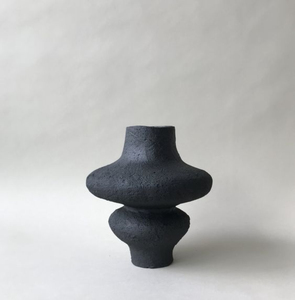 Admirable Minimalist Black Metal Tabletop <b>Vase</b> With Wide Mouth And Stackable Sphere Design - Product Image 3