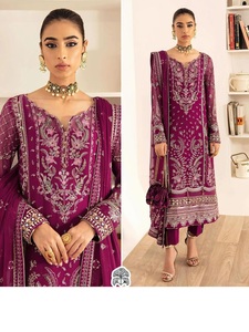 Nouveaux ensembles pakistanais en georgette, richement brodés, avec pantalon palazzo et dupatta - Product Image 3