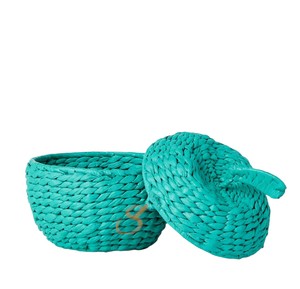 Cesta de Almacenamiento de Jacinto de Agua Verde con Tapa, Organizador de Juguetes Tejido con Forma de Fruta para Decoración de Habitación Infantil - Product Image 2