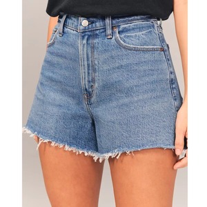 Shorts en jean délavé taille mi-haute coupe skinny pour femme, style Y2K streetwear vintage déchiré, décontracté, été, en Spandex/Coton, longueur genou - Product Image 6