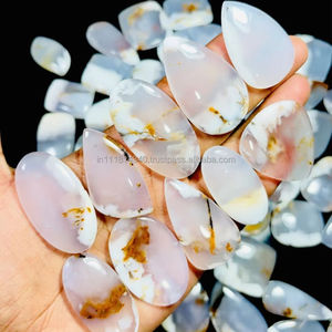 Vente en gros de cabochons d'opale dendritique naturelle, pierres précieuses de haute qualité, blanc et noir mélangés, formes variées pour la fabrication de bijoux pour femmes - Product Image 1