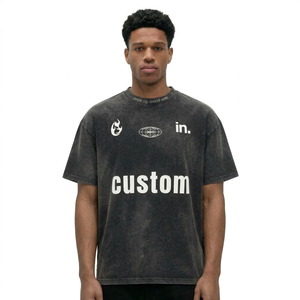 Camiseta Extra Grande con Estampado Personalizado para Hombre, Estilo Urbano, Cuello Redondo, Tejida, con Patrón de Letras Negras, Manga Corta, Transpirable - Product Image 4