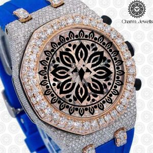 Reloj de Lujo Charm Jewells de Acero Inoxidable con Incrustaciones de Diamantes, Movimiento Mecánico Analógico, Caja de 40 mm, Correa de Silicona Azul, 10 Bar - Product Image 1