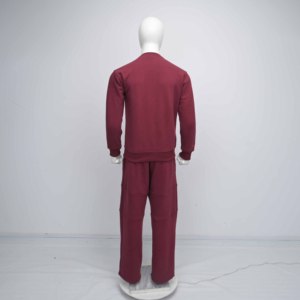 Conjunto Deportivo de Algodón Marrón MRI, Manga Larga, Cuello Redondo, Estilo Casual para Otoño, Corte Regular, Logotipo de Signo de Interrogación Bordado en la Parte Delantera - Product Image 3