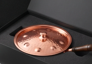 Copper Sauce <b>Pan</b> With Lid Handmade Hammered Finish With Wood <b>Handle</b> Vintage Style For Gas Use And Induction Stoves Use - Product Image 6