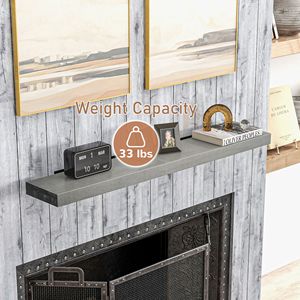 Chic Floating <b>Shelf</b> Design 48\" Rustic Gray Wall Mount <b>Fireplace</b> <b>Mantel</b> Chic Floating <b>Shelf</b> Display <b>Shelves</b> - Product Image 6
