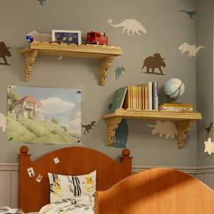 ชั้นวางของติดผนังไม้ลายสแกลลอป – ชั้นวางลอยขนาด 17 นิ้วพร้อมขายึดไม้ ติดตั้งง่าย ชั้นวางของติดผนังสไตล์เรียบง่ายสำหรับห้องนั่งเล่น - Product Image 3