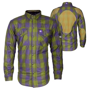 Wholesale Manufacturer Red Black Plaid Flannel <b>Shirt</b> Men Casual Long Sleeve <b>Motorcycle</b> Riding Jacket Protective Cotton Overshirt - Product Image 1