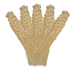 Extensions de cheveux humains indiens vierges Remy de qualité supérieure 100 %, texture bouclée crépue, double trame, en vrac # 613 couleurs, toutes les couleurs - Product Image 6