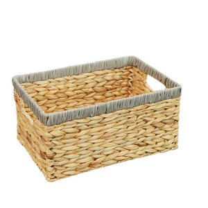 Handmade Water Hyacinth <b>Storage</b> <b>Basket</b> Cross-Border <b>Rectangle</b> Sundries <b>Basket</b> Woven for Home Toy Organizer Miscellaneous <b>Storage</b> - Product Image 1