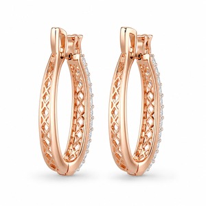 Pendientes de Diamantes Roy Diamond Chapados en Oro Rosa para Mujer, Lujosos, con Engaste Geométrico, Corte Brillante, Certificados por IGI, para Uso Diario - Product Image 2
