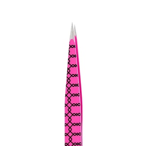 Pince à épiler de précision rose en acier inoxydable durable à pointe lisse avec emballage écologique pour les sourcils, longueur 10 mm - Product Image 2