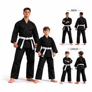 Conjunto de Uniforme de Artes Marciales Negro Premium para Hombres, Niños y Niñas, Traje de Karate Familiar para Entrenamiento con Cinturón, Venta al Por Mayor - Product Image 2