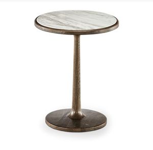 Celeste Grey Marble Side <b>Table</b> <b>Slim</b> Gold Brass Stem Martini <b>Table</b> with Solid Marble Base & Tray Top - Product Image 2