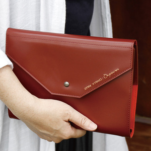 Fashionable Leather Tri-Fold Business Log Clutch with Loose-<b>Leaf</b> Binding Gift/ Leather Organizer Planner Softcover Notebook - Product Image 2