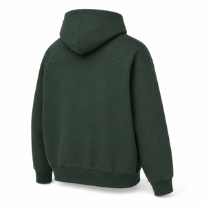 Sweat à capuche personnalisé vert forêt épais pour homme, respirant, avec poches, épaules tombantes, en molleton de coton, style streetwear, OEM ODM - Product Image 4