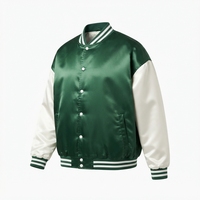 Blouson Bomber en Satin Bicolore Personnalisé, Coupe-Vent Décontracté à Boutons, Style Rétro Universitaire, Grande Taille, OEM