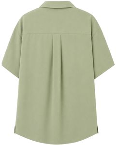 Customized Sage Green Oversized Casual Men <b>Shirt</b> <b>Half</b> Sleeve <b>Button</b> Up Cuban Collar Loose Fit Summer Beach Fashion Top Wear - Product Image 2