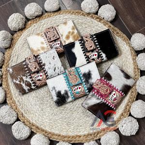 Cartera Larga de Cuero Grabado a Mano con Diseño Floral para Mujer, Estilo Vintage, de Piel de Vacuno, Precio de Fábrica al Por Mayor, Novedad - Product Image 1