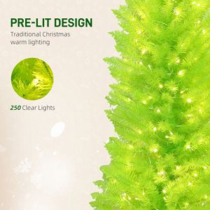 Albero di Natale Fantasioso con Cima Curva da 2,1 m, Base in Metallo con Palline Rosse e 250 Luci LED per Decorazioni Domestiche - Product Image 6