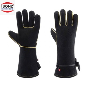 Gants de soudage TIG en cuir pleine fleur robustes, résistants au feu, avec renforts de paume, pour soudeurs, sécurité industrielle, gants de travail - Product Image 1