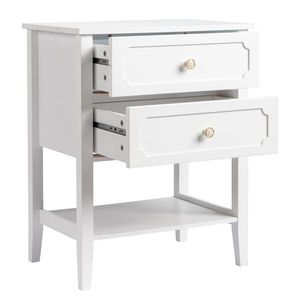 2 Drawer Wood Nightstand End Side Table for Bedroom & Living Room - Product Image 3