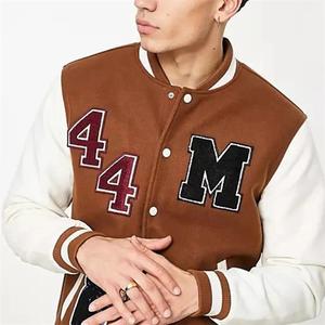 Veste universitaire unisexe brodée sur mesure avec col montant, coupe-vent et respirante, en tissu laine et polyester, style streetwear - Product Image 3