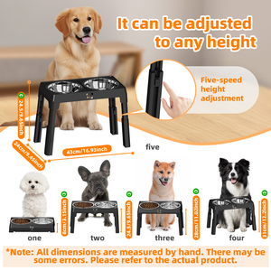 Anti Spill Raised <b>Dog</b> Feeder Height Adjustable Elevated Pet Bowls with Slow Eating Dish Low MOQ - Product Image 1