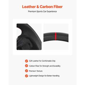 Volante in Fibra di Carbonio e Pelle a Forma di D con Fondo Piatto per F150 2021-2024, Codice D0100X3K7Z2, Cuciture Precise e Texture Antiscivolo - Product Image 3