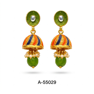Pendientes chapados en oro con cristal e imitación de perlas estilo étnico para mujer, joyería de boda A-55029 - Product Image 2