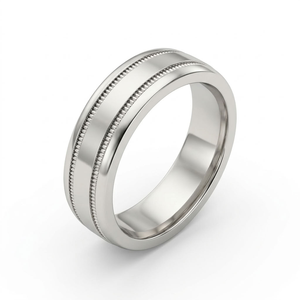 925 Silver Rhodium Plated Classic Wedding <b>Ring</b> Milgrain Inlay Band Wide Comfort Fit <b>for</b> <b>Men</b> Women - Product Image 1