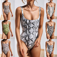 Maillot de bain une pièce léopard pour femme avec logo personnalisable sur le devant, tailles et couleurs variées, effet ventre plat, en Spandex/Polyester