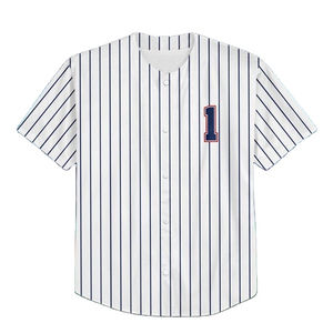 Maillot de baseball unisexe 100% polyester respirant, imprimé uni, manches courtes, logo sur le devant - Product Image 1