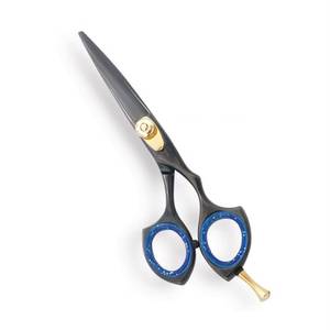 Ciseaux de coiffure professionnels, lame en acier inoxydable, pointe fine, manche long, pour droitiers, manche en plastique, accents bleus - Product Image 6